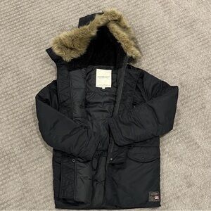 Denim & Supply Ralph Lauren Black Parka with Faux Fur Trim